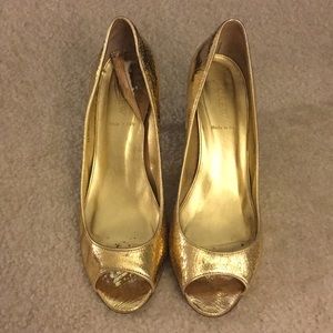 J.Crew Metallic Gold Peep Toe Pumps